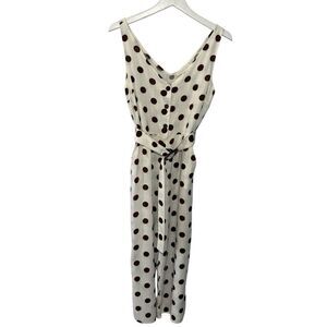 Monteau linen blend polka dot belted jumpsuit- L
